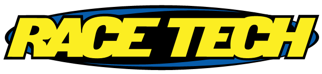 A yellow and blue race tech logo on a white background.