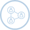 An icon of three people connected to each other in a circle.