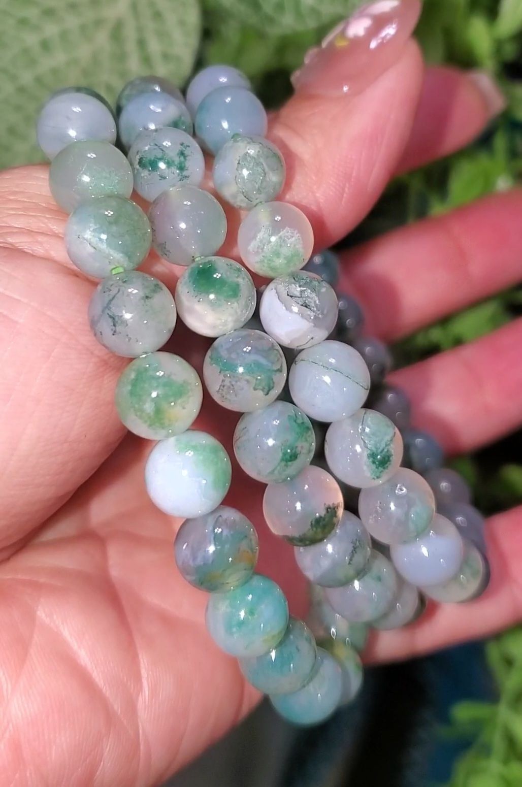 Moss Agate Bead bracelets 1pc