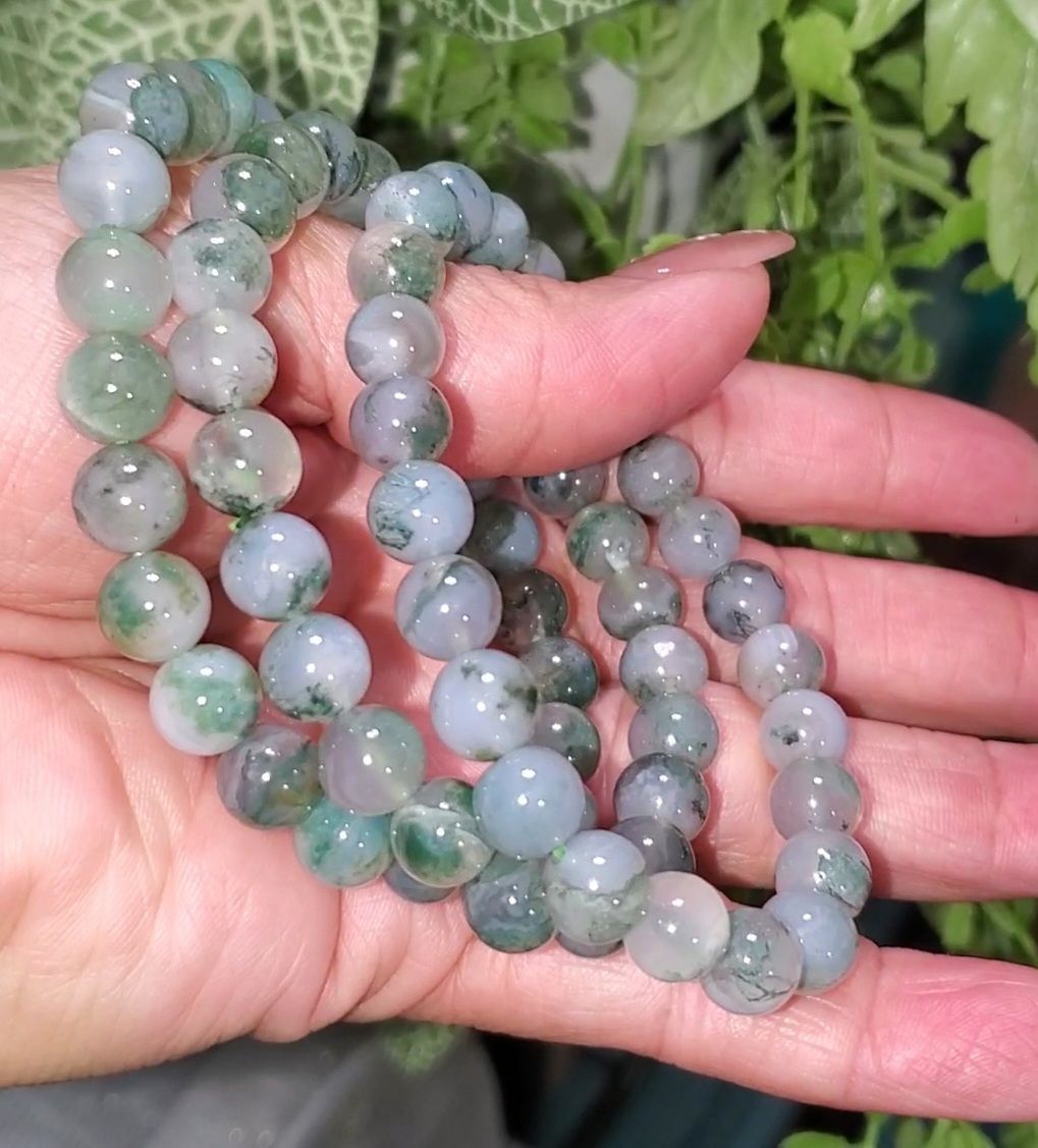 Moss Agate Bead bracelets 1pc