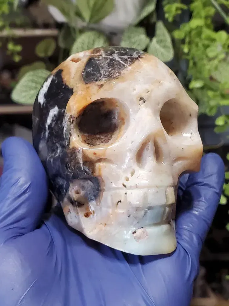 Caribbean Calcite Crystal Skull, Blue Caribbean Calcite 608g Pakistan