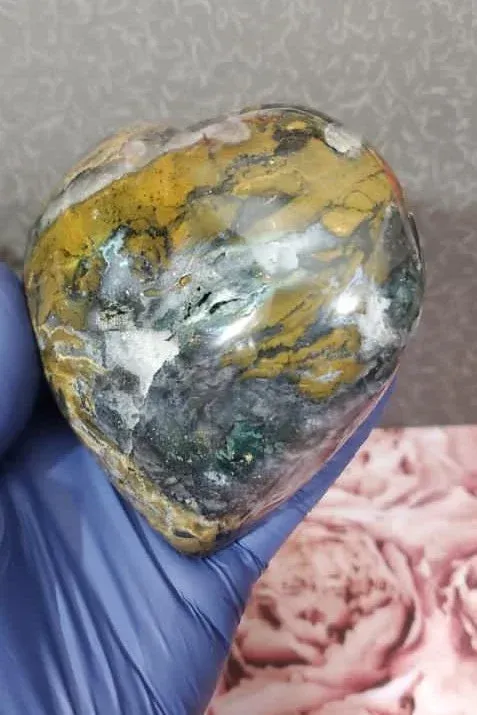 Ocean jasper large heart, Puffy heart, ocean jasper, gorgeous 642g (1lb 6.6oz)