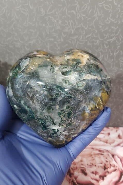 Ocean jasper large Puffy heart 642g (1lb 6.6oz)
