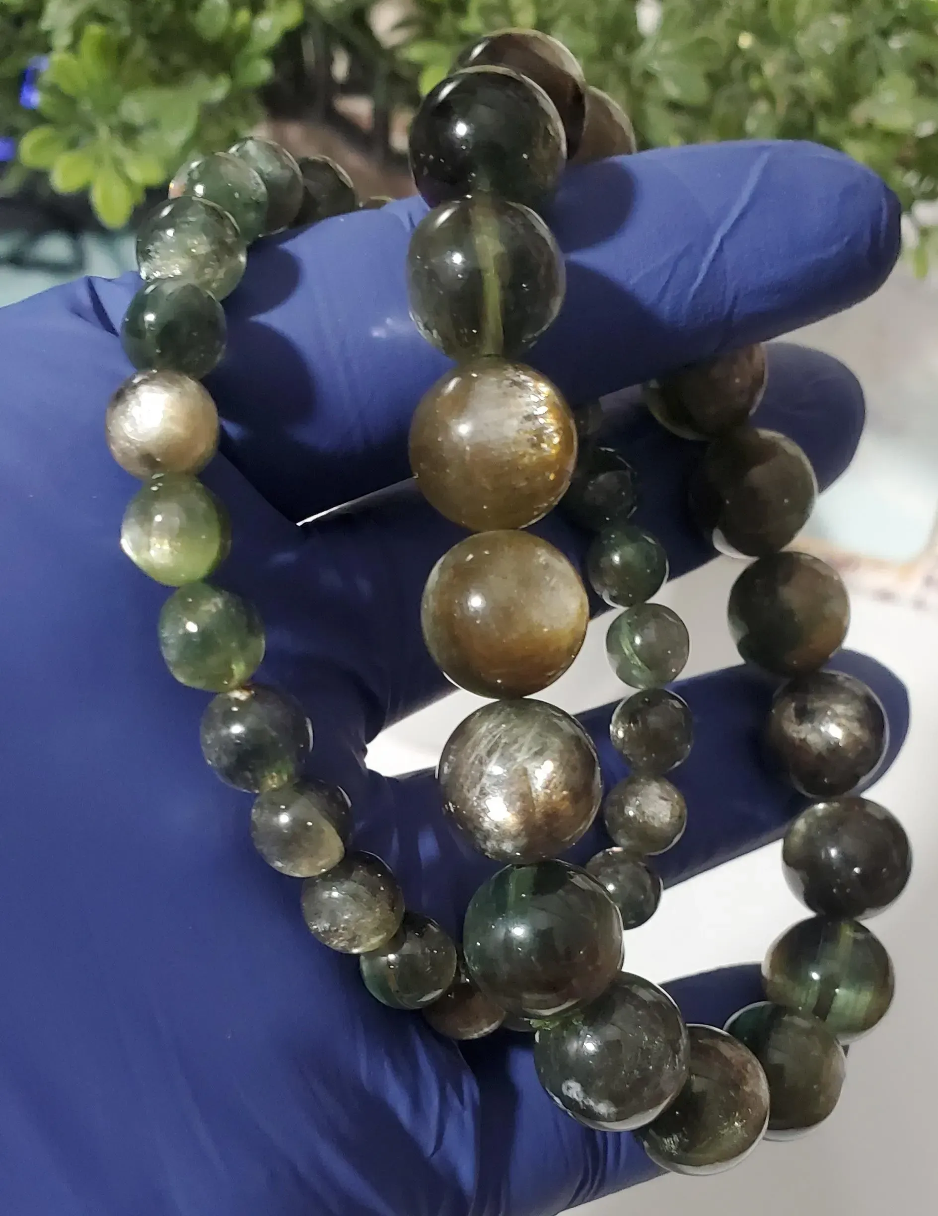 Green Mica Lepidolite bead bracelet 1pc