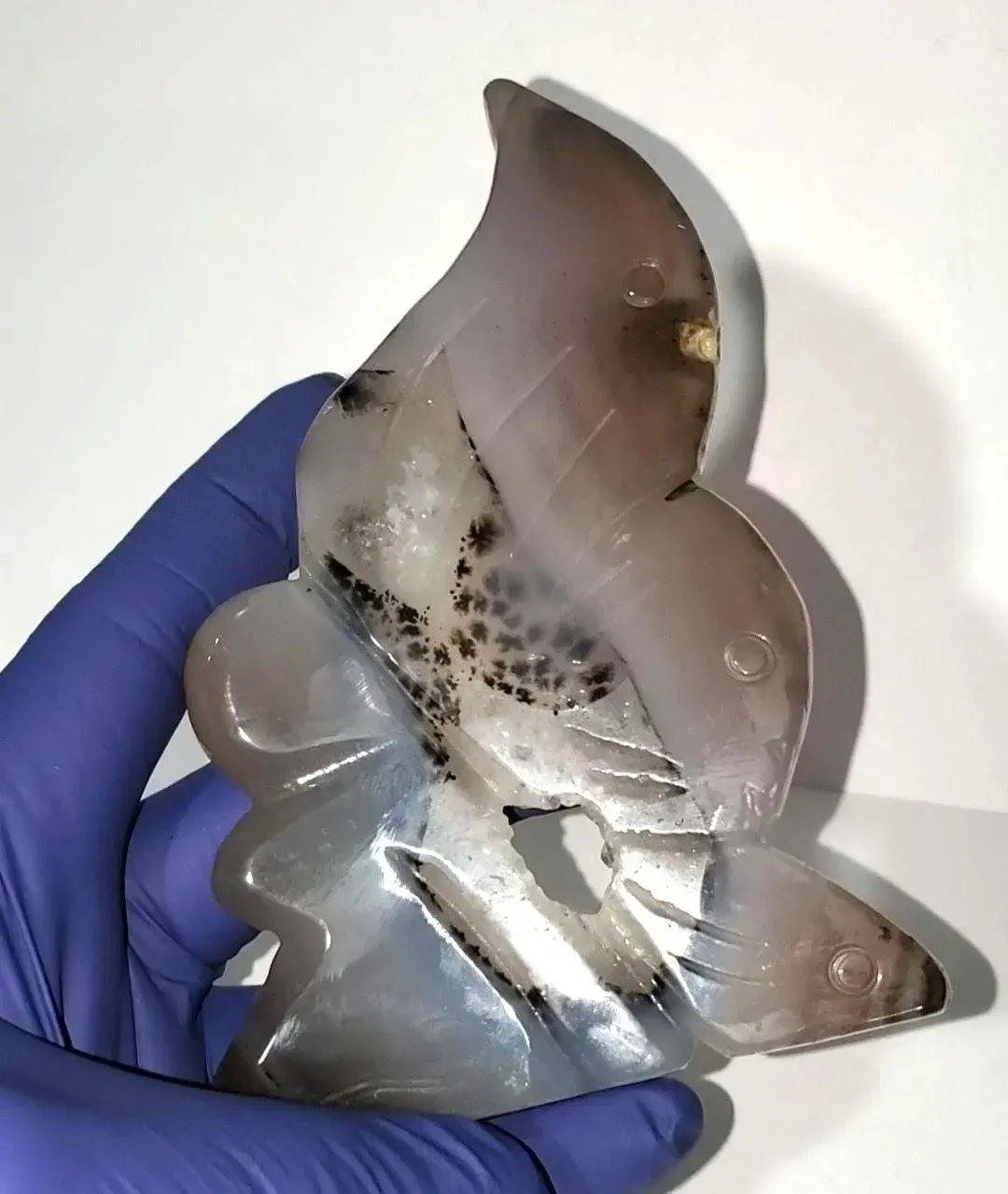 Chalcedony Agate Fairy with dendritic on with druzy 170g