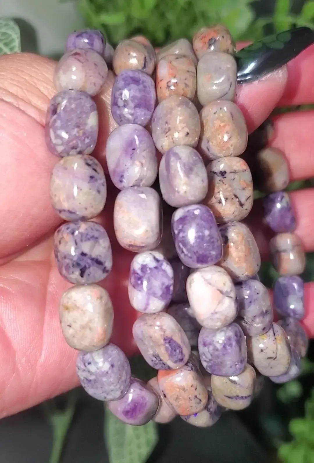 Lilac Jasper Irregular triangle bead  bracelet 1pc