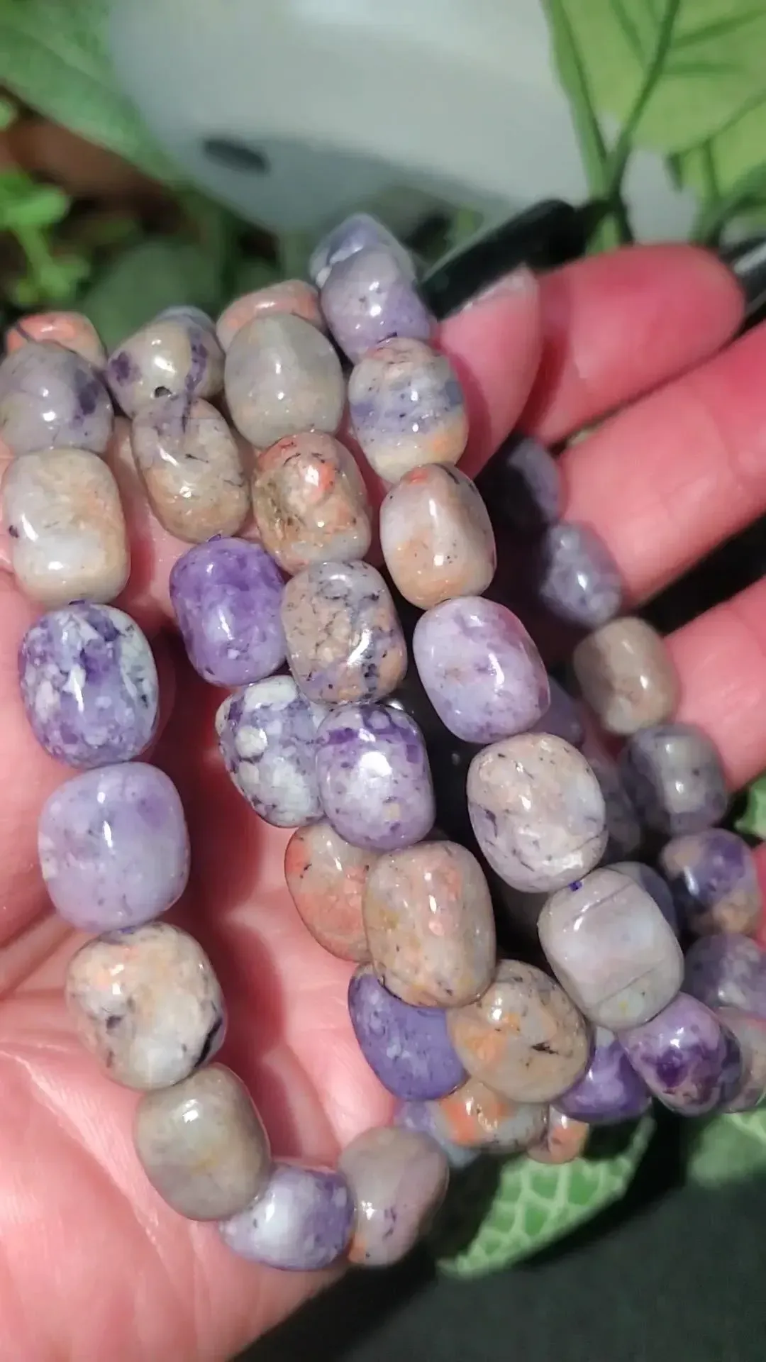 Lilac Jasper Irregular triangle bead  bracelet 1pc