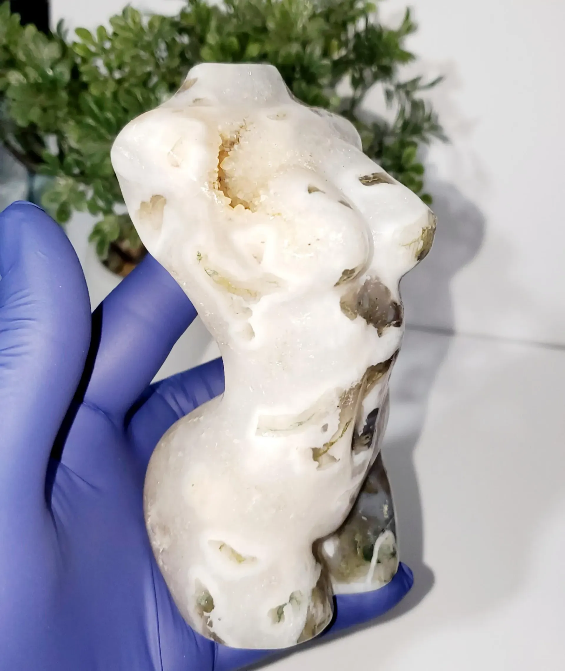 Moss Agate Crystal Goddess, Crystal Female Body 554g