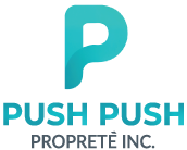 Un logo pour une entreprise appelée push push propreté inc.