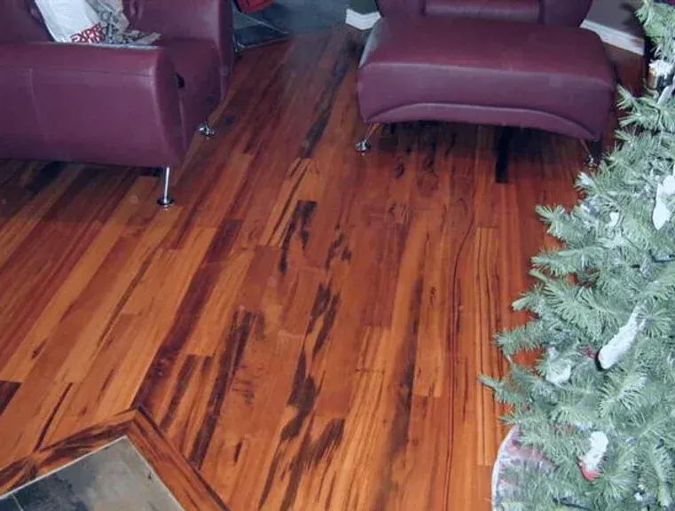 A living room with hardwood floors and a christmas tree