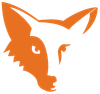 Orange and white fox head logo.