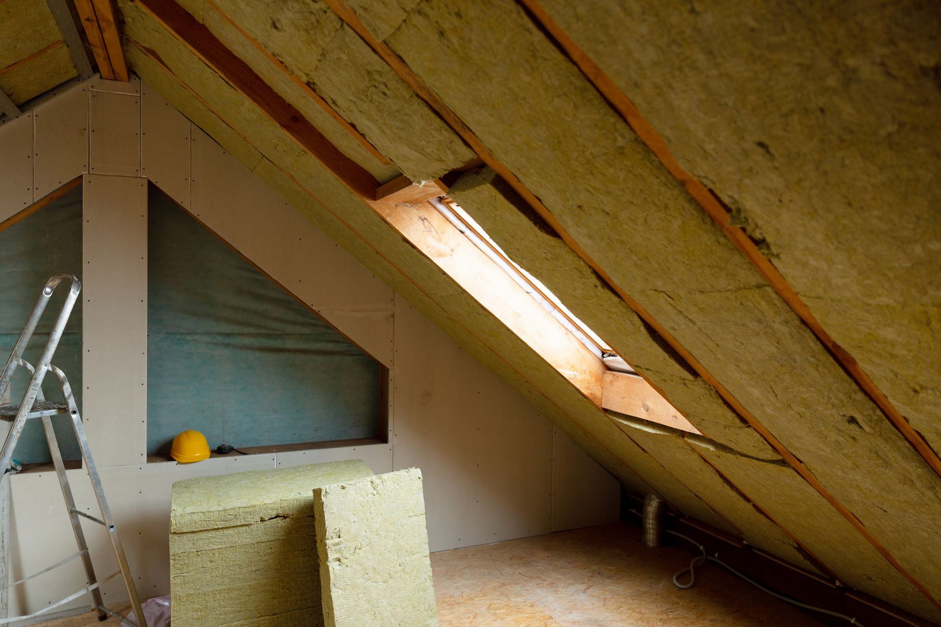 An Attic with a Ladder and a Yellow Hard Hat | East Gosford, NSW | Clark’s Insulations