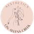 Logo: Line drawing of a body with monstera leaves on a pink circle. Text reads 
