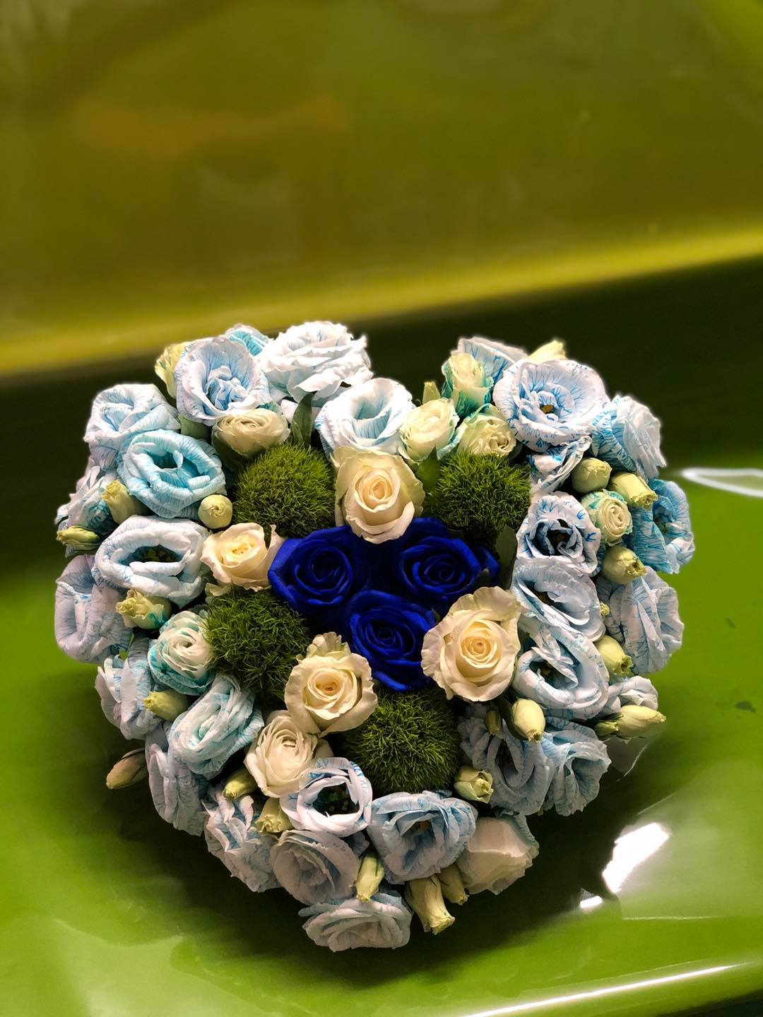 Bouquet of blue and yellow flowers