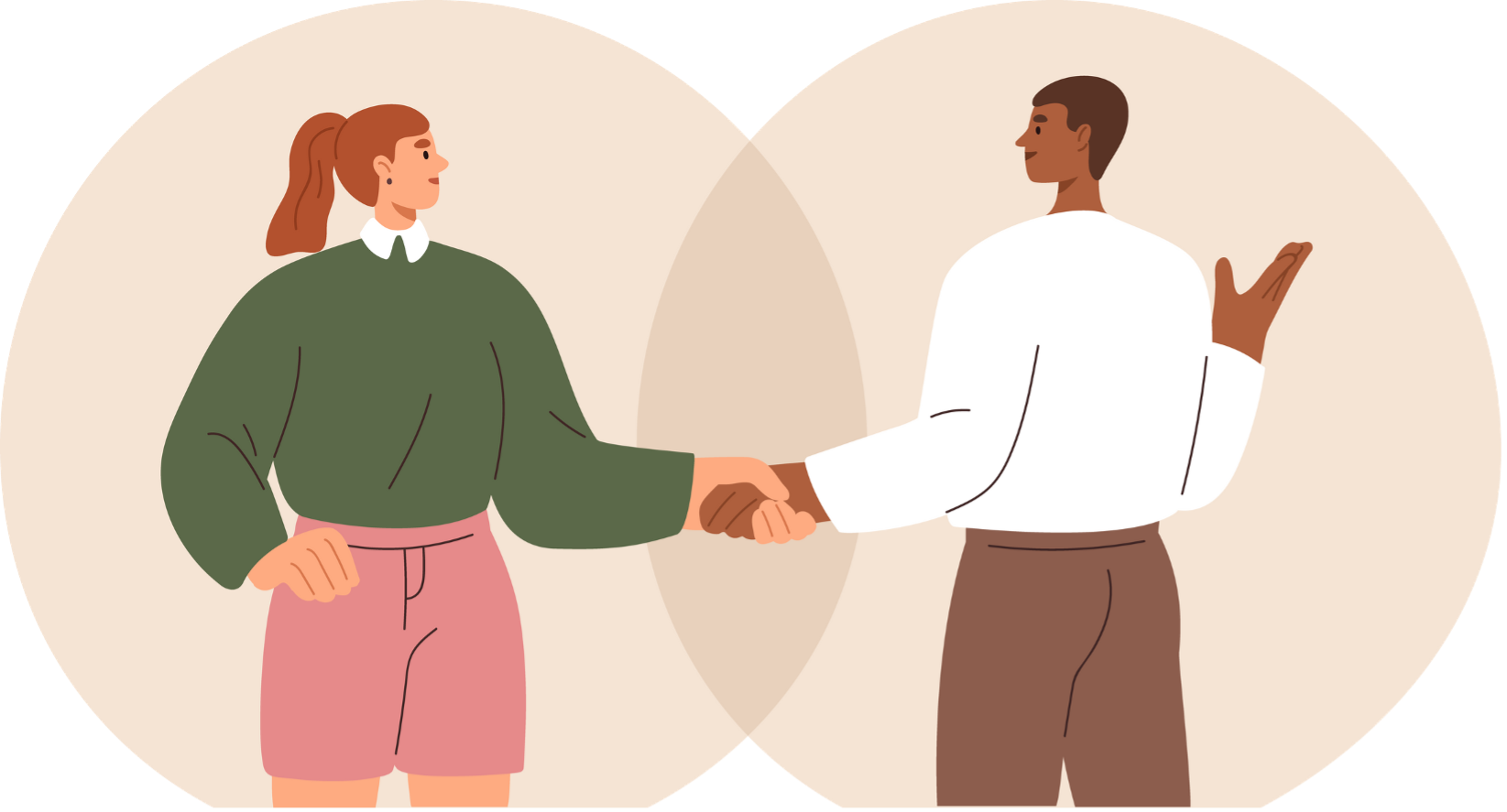 A man and a woman are shaking hands.