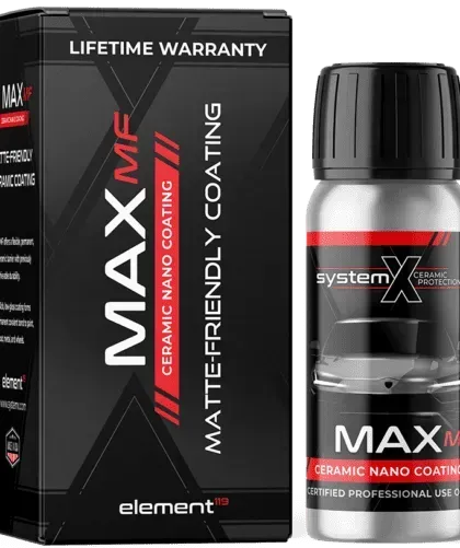 A bottle of max ceramic nano coating next to a box