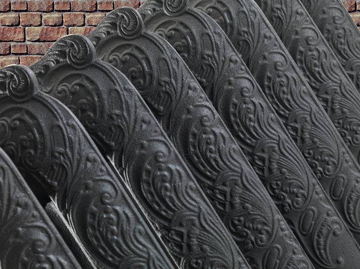 Detail der runden Formen des Gussheizkörpers APOLLO