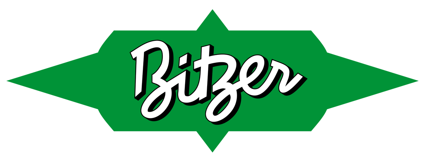 A green and white logo for a company called bitzer