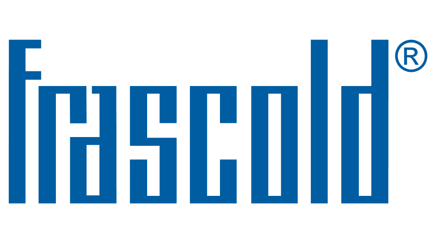 A blue logo for a company called frascold on a white background.