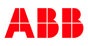 A red abb logo on a white background