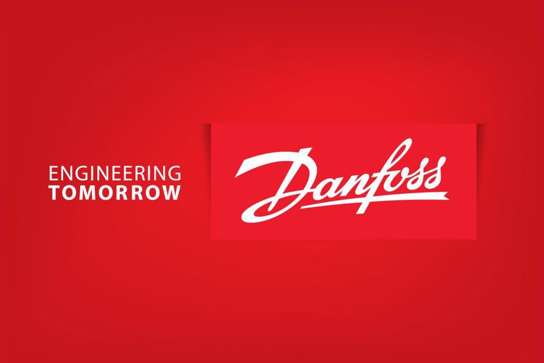 The danfoss logo is on a red background.