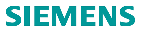A blue siemens logo on a white background