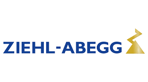 A blue and gold logo for ziehl-abegg on a white background.