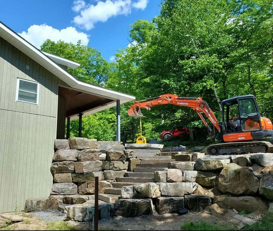 Rock retaining walls