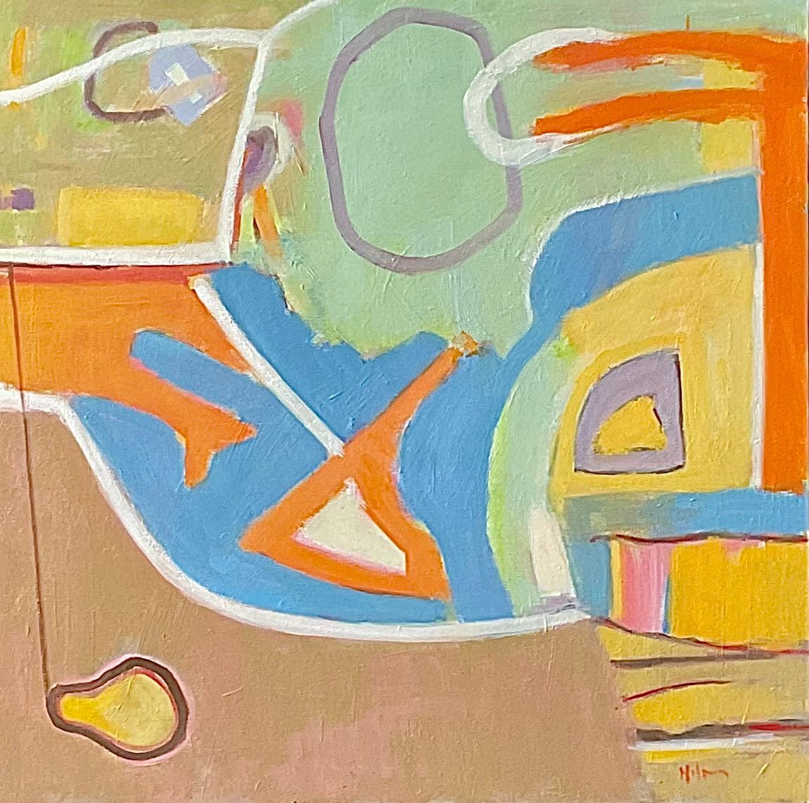 Contemporary abstract oil painting by British artist Michael Holmes themed on a hot landscape