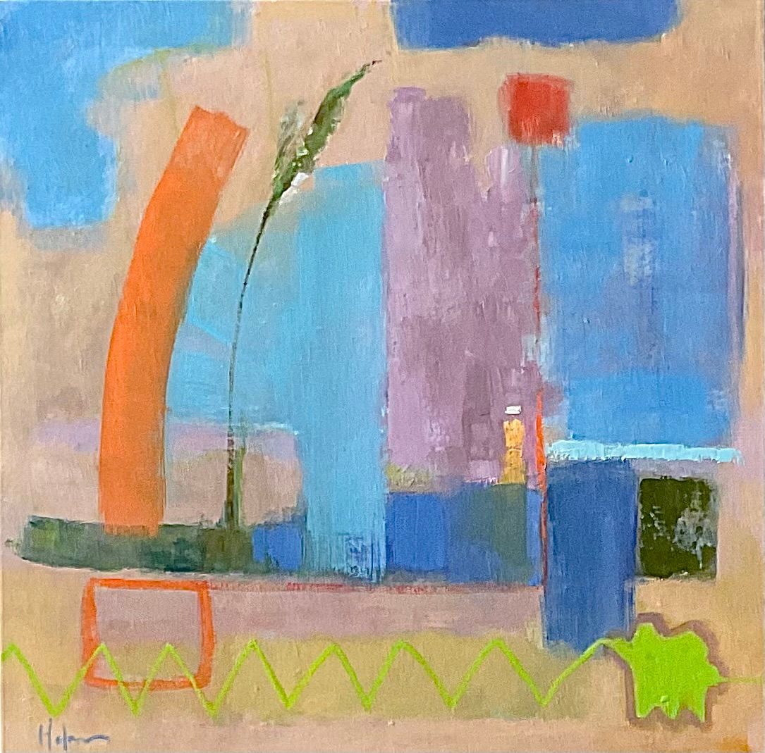 Contemporary abstract landscape by British artist Michael Holmes drawn from a single Moroccan palm tree