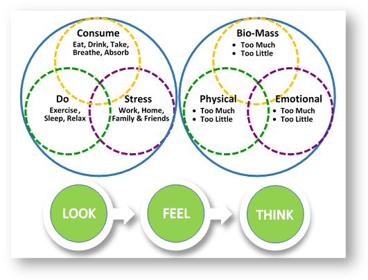 A diagram showing how to look feel and think