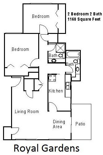 2 Bedroom 2 Bath - 1,260 sq. ft.