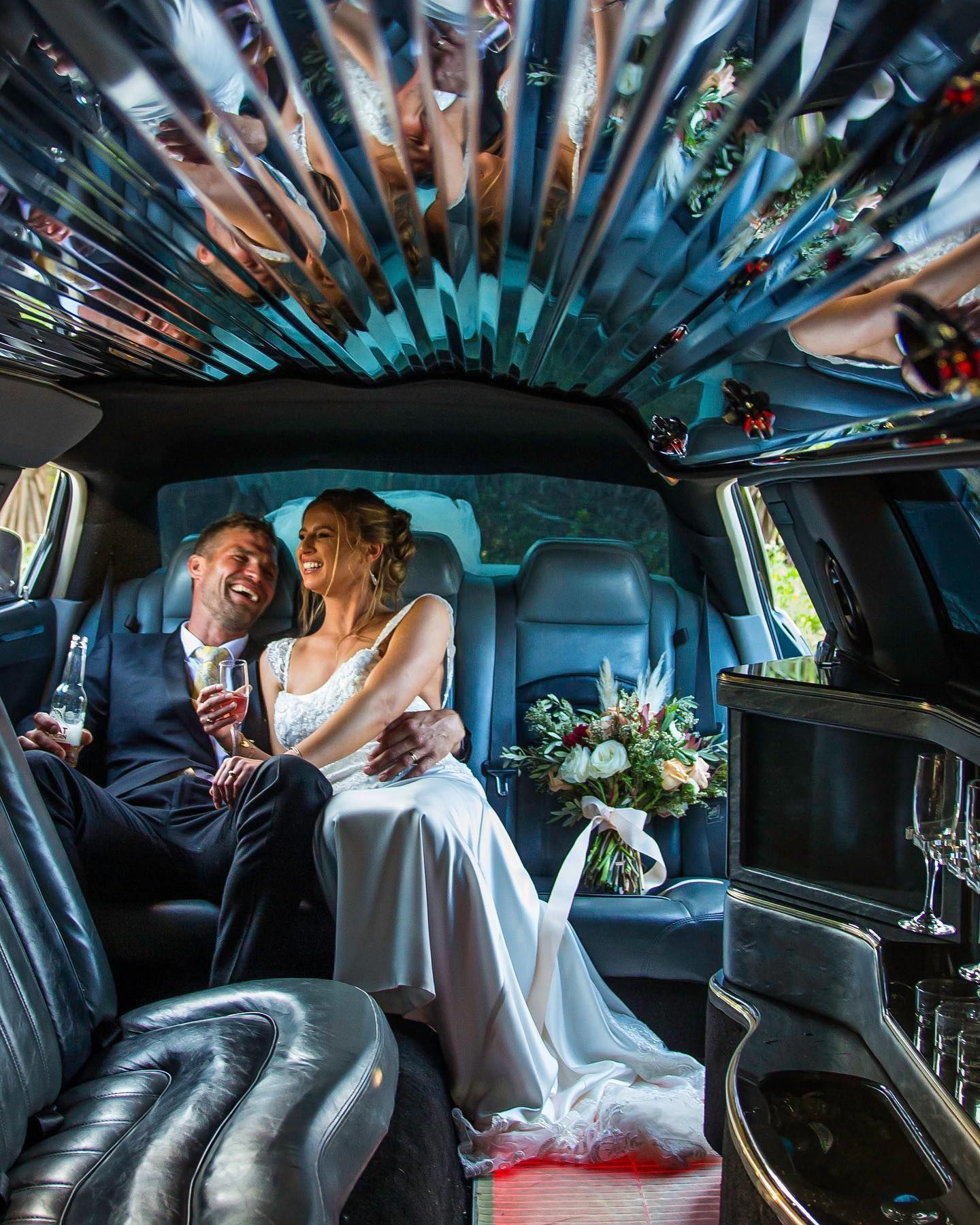 Newlyweds In A Limousine — Superstretch300 Limousines In Maroochydore, QLD