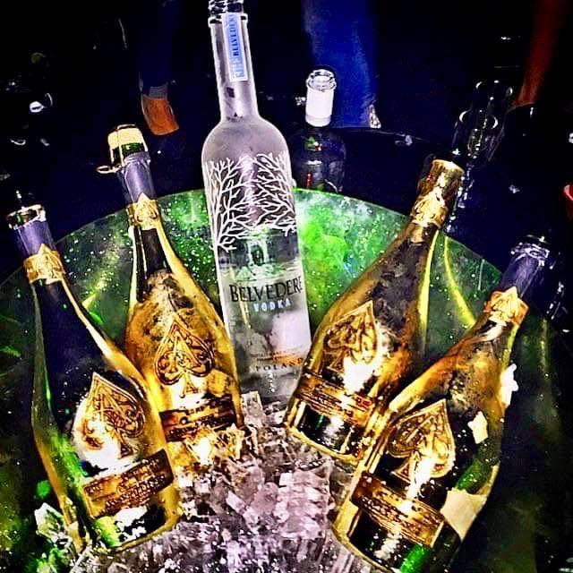 A Bottle of Belvedere Vodka Sits in a Bucket of Ice — Superstretch300 Limousines in Sunshine Coast, QLD