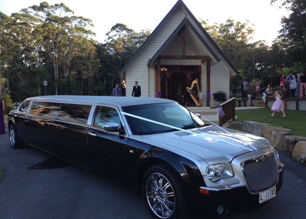 Black Limousine in Front of Church — Superstretch300 Limousines in Sunshine Coast, QLD