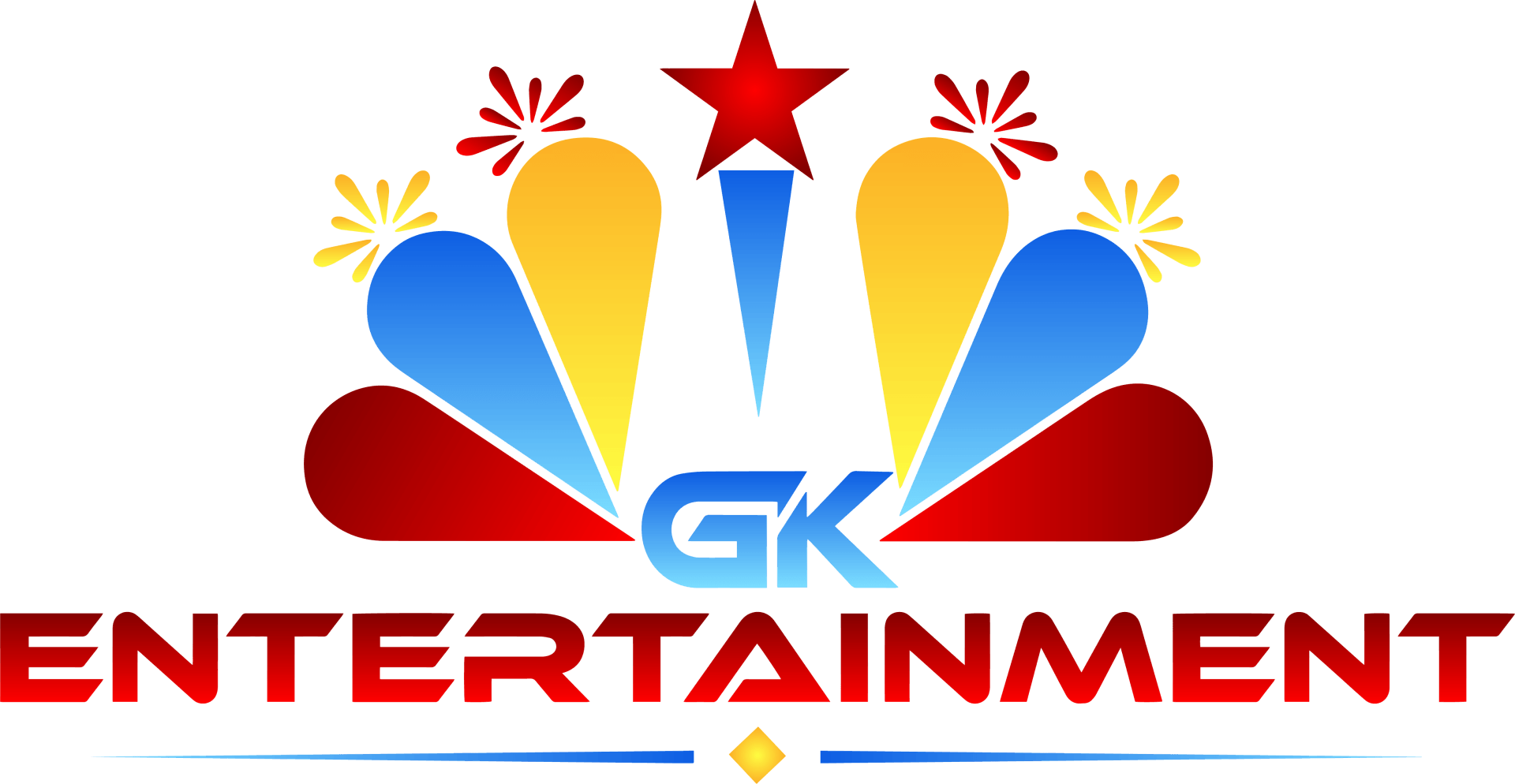 A logo for gk entertainment with a star in the middle