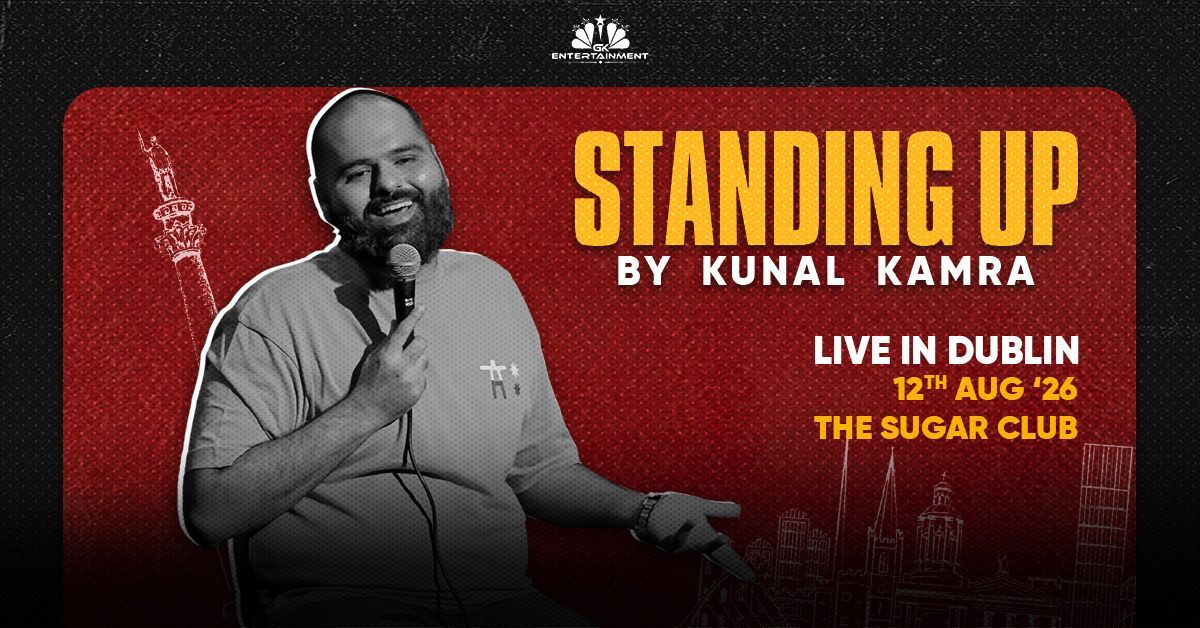 Kunal Kamra brings his brand-new stand-up comedy show to Dublin on 12th August 2026 at The Sugar Club. Presented by GK Entertainment.
