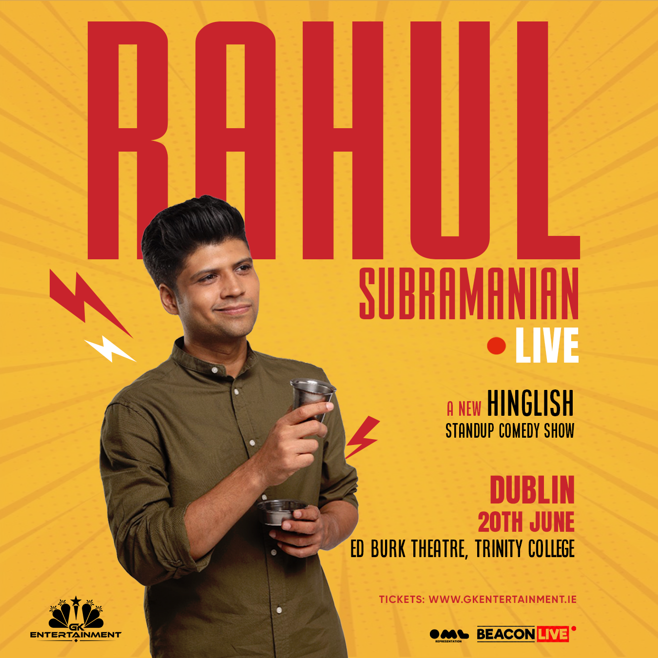 Rahul Subramanian brings his brand new Hinglish stand-up comedy show to Dublin on 20th June 2026 at 