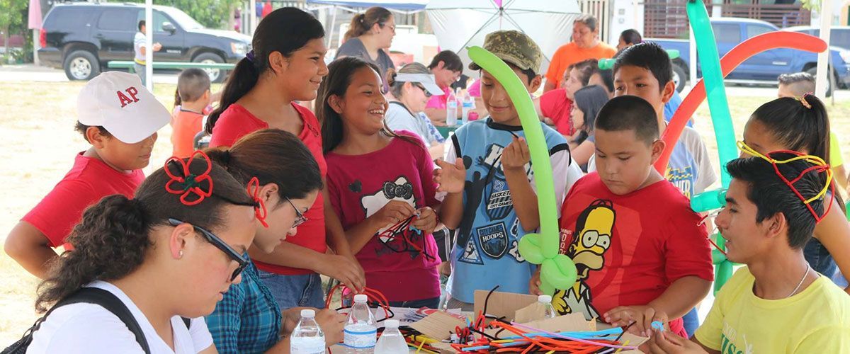 Children enjoting the outreach activities