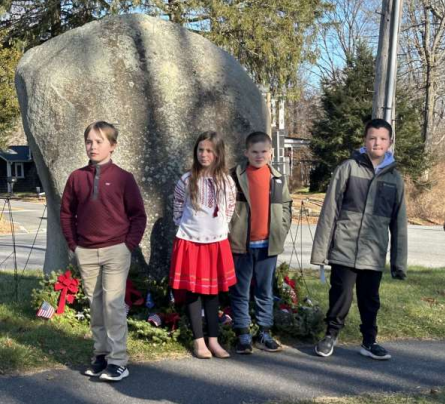 Four  PCS students at 2023 Wreaths Across America ceremony
