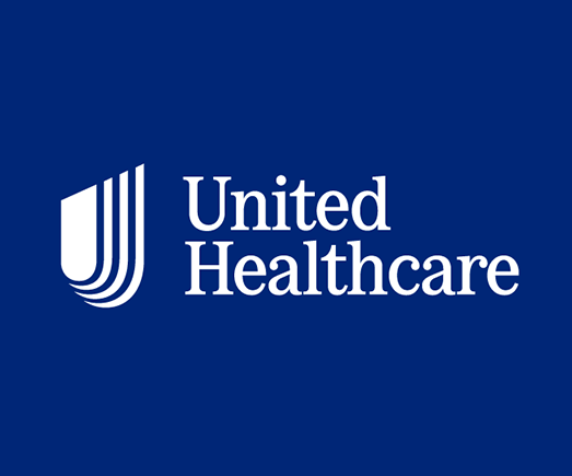 United Healthcare logo: White abstract design on blue background with the words "United Healthcare".