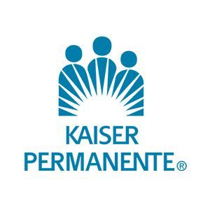 Kaiser Permanente logo: three figures above sunburst, teal on white background. Text: Kaiser Permanente.