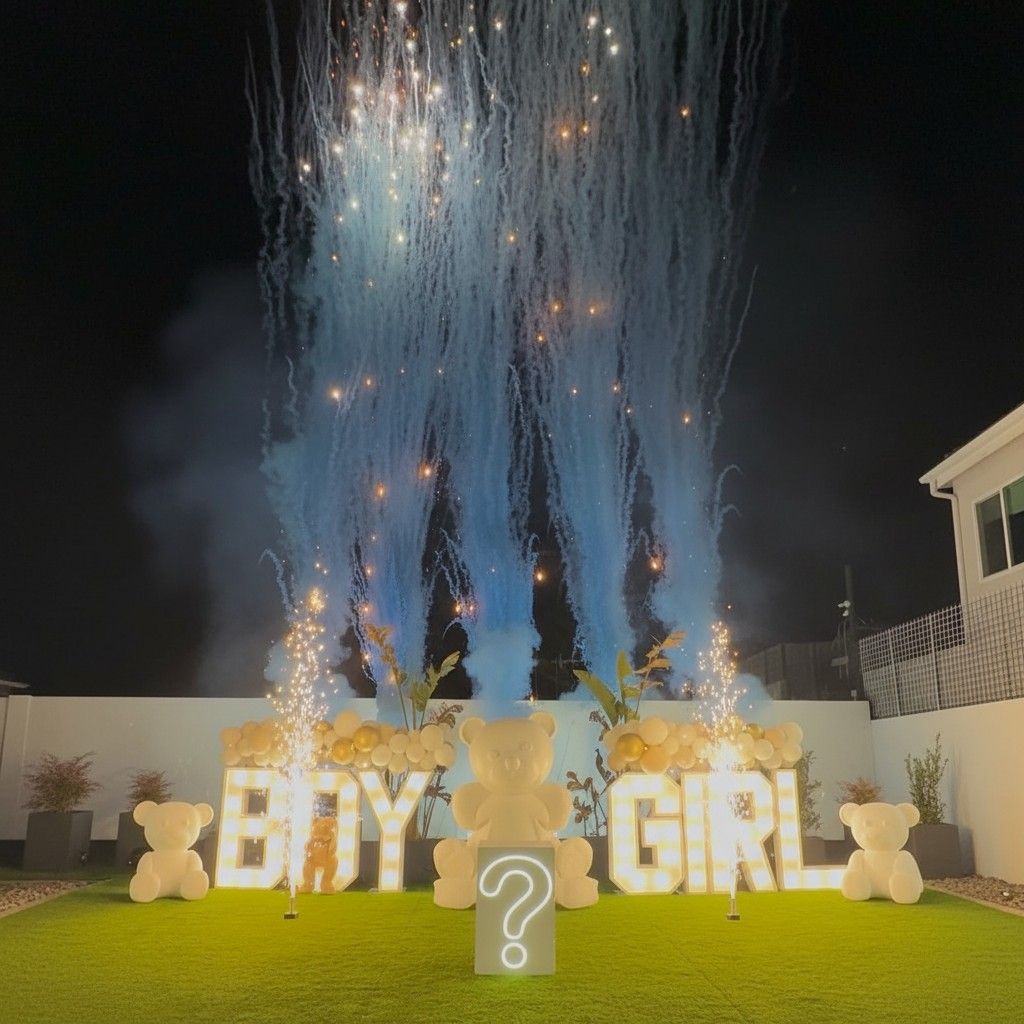 Una festa per rivelare il sesso del bambino con insegne  