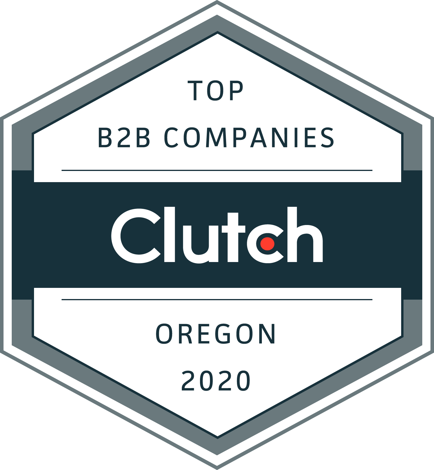 A badge that says top b2b companies clutch oregon 2020