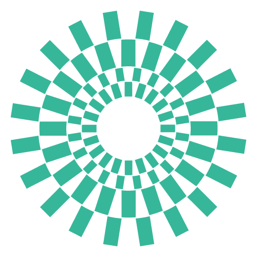 A green and white checkered circle on a white background.