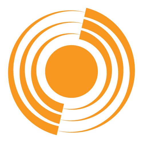 An orange and white circle with a circle in the middle