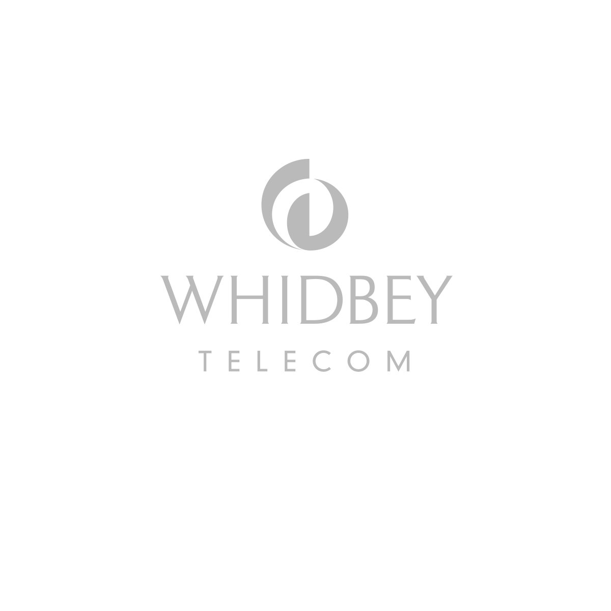 A black and white logo for whidbey telecom on a white background.