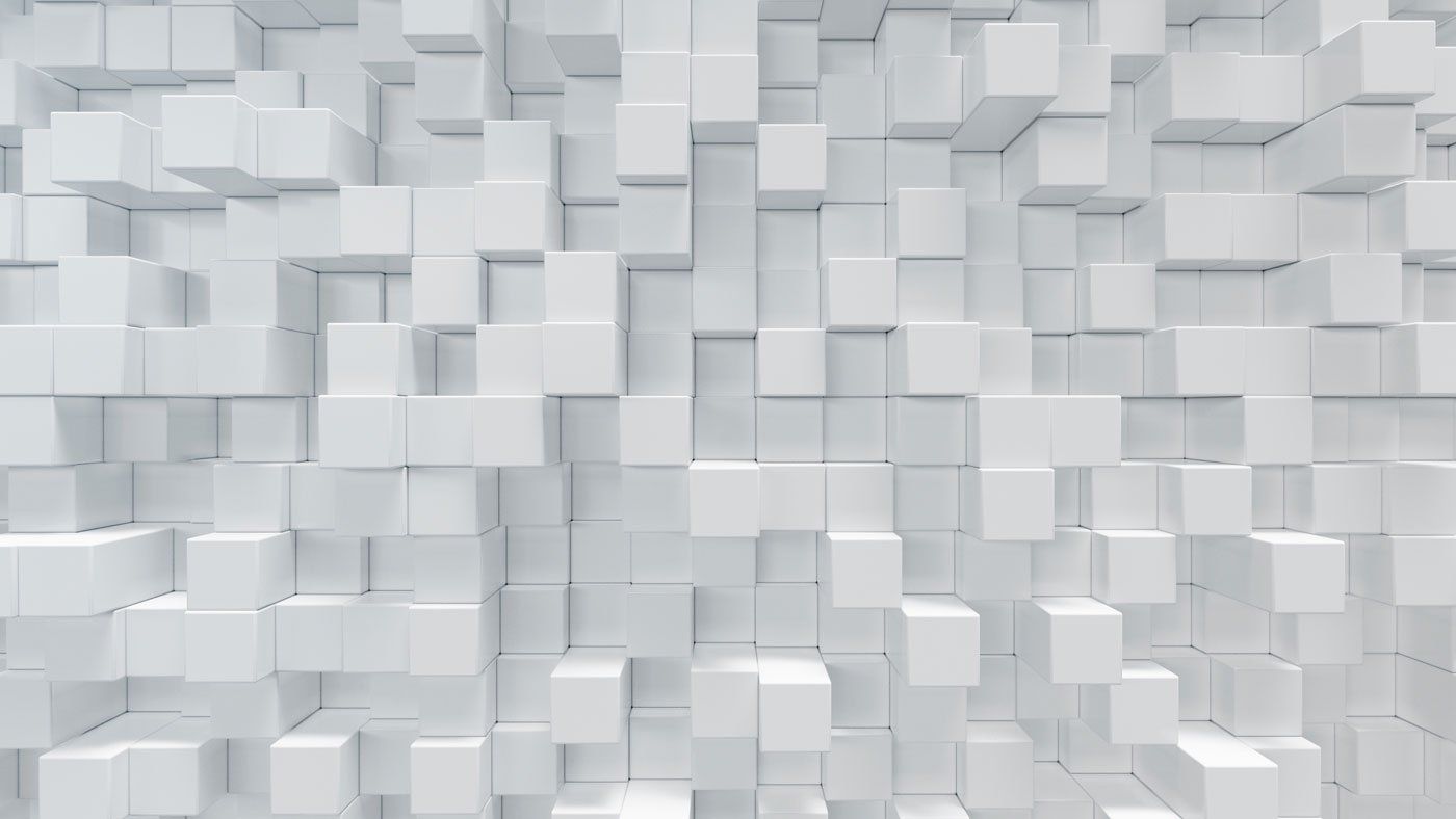 A wall of white cubes stacked on top of each other.