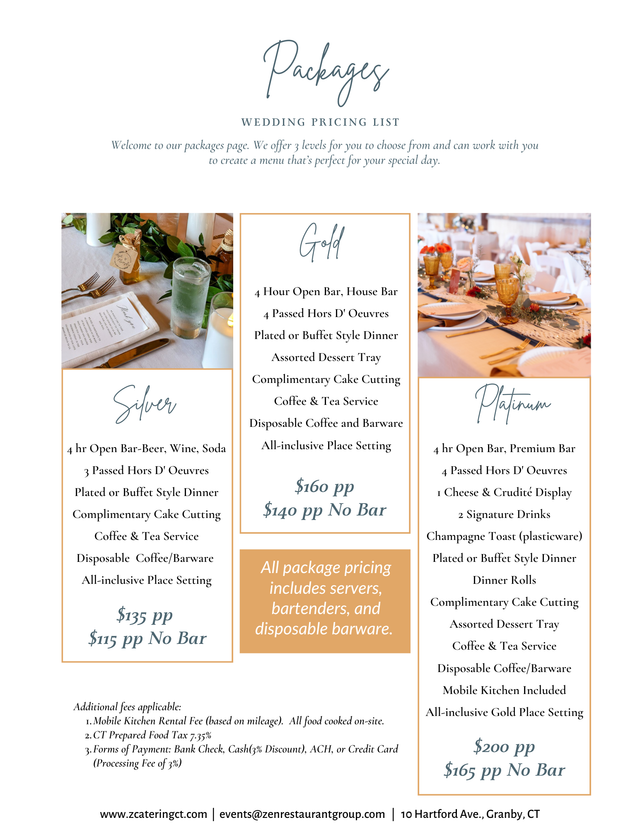 Wedding Catering Menus Tamayo's Catering Catering Packages