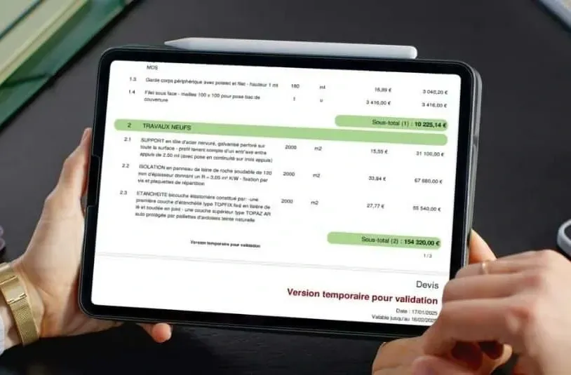 Analyse sur photos, métrés rapides, test d’arrosage si nécessaire. Proposition et variantes selon usage.